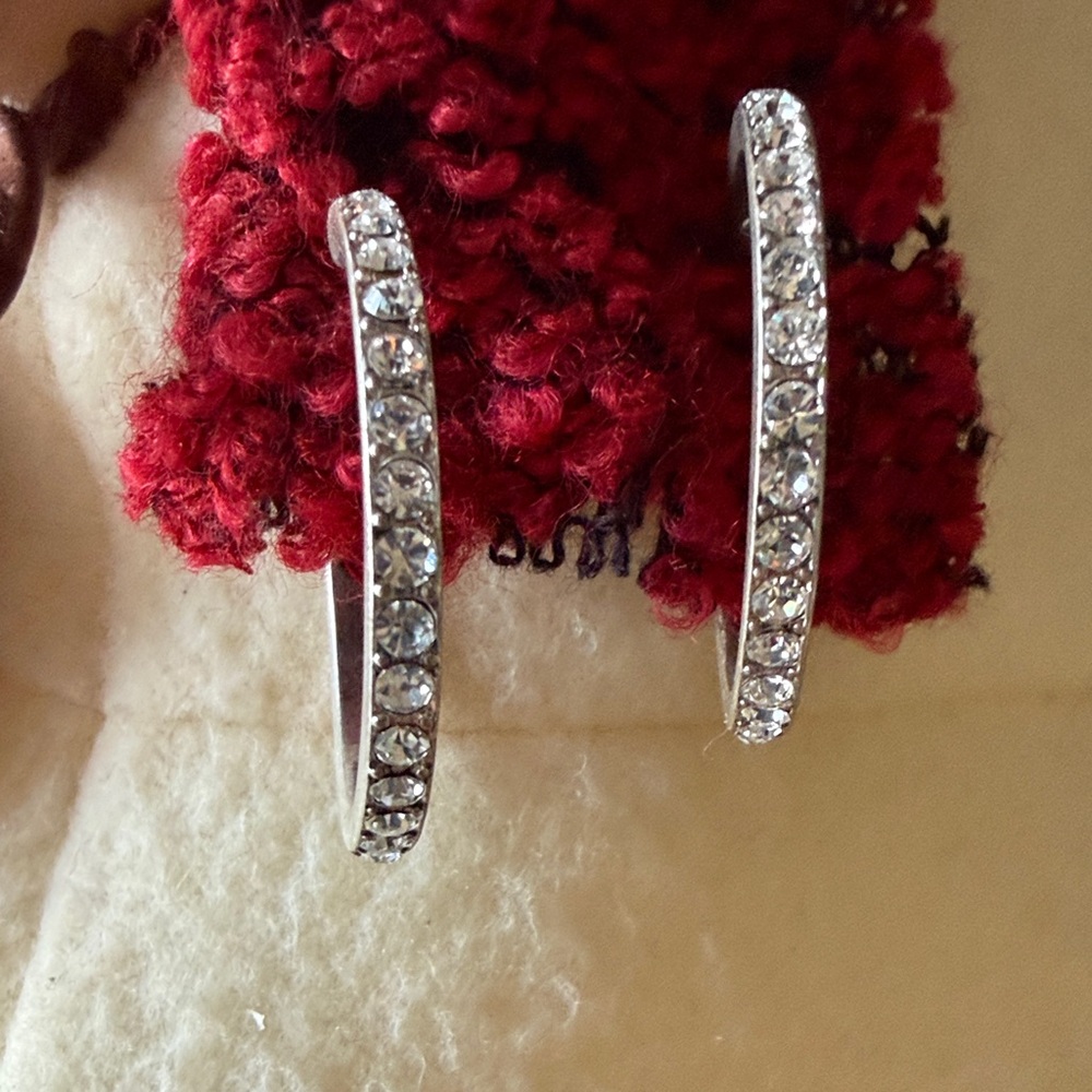 CAbi Silver Crystal Eternal Hoop Earrings